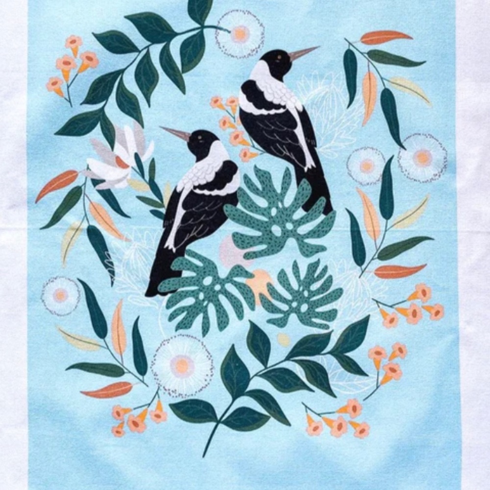 Magpies Tea Towel by Mable Tan